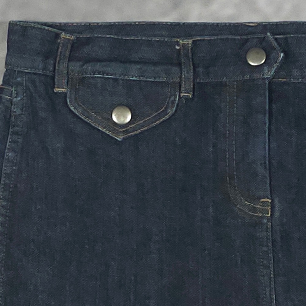 Vintage Y2K FCUK Denim Utility Pencil Skirt Zip Pocket Stretch Dark Wash 10 - Picture 4 of 11
